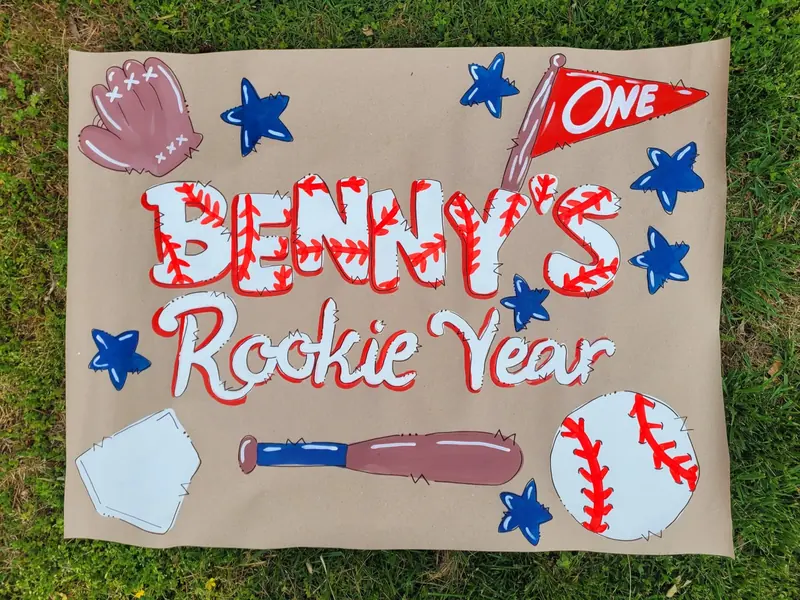 Benny's Rookie Year baseball birthday banner