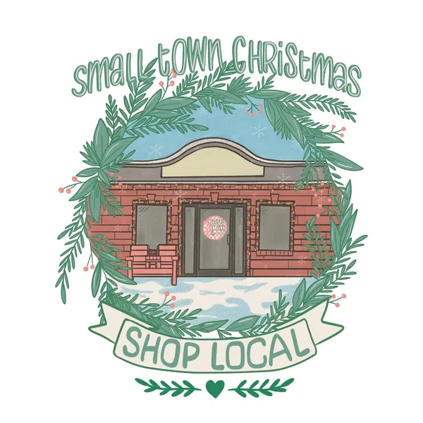 Small Town Christmas, Shop Local illustration