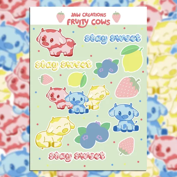 Fruity Cows Stay Sweet sticker sheet