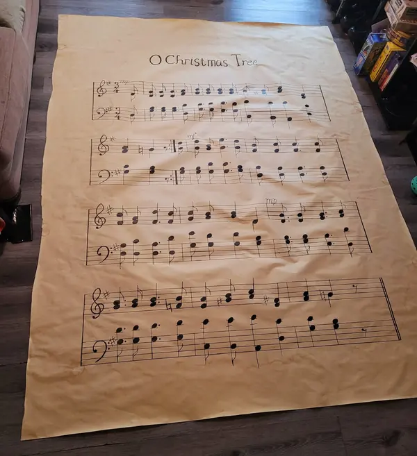 Large hand-painted O Christmas Tree sheet music